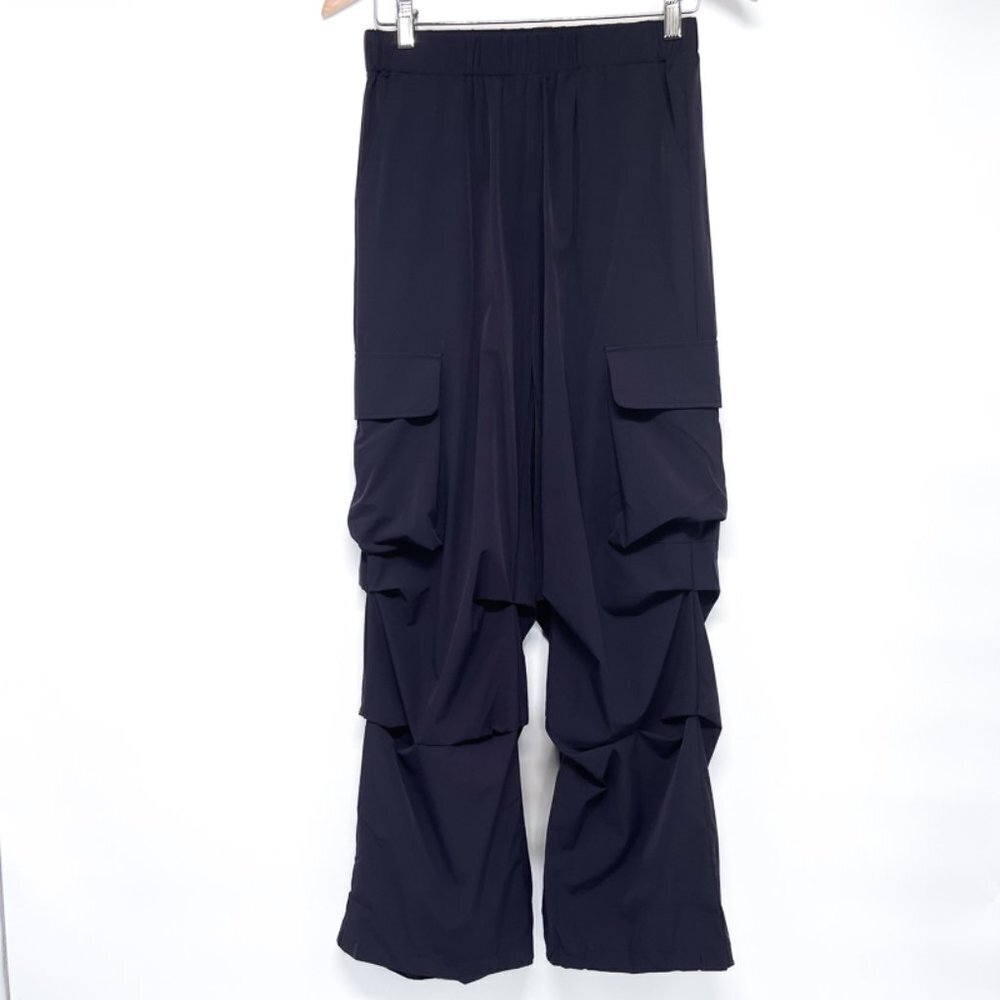 Oversized Nylon Cargo Pants Baggy Blue High Waisted Parachute Pants Joggers - Picture 2 of 8